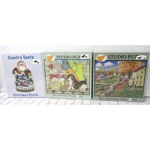 Bits and Pieces Puppies & Country Santa Puzzles Lot Of 3 NEW 500 & 1000 Pieces